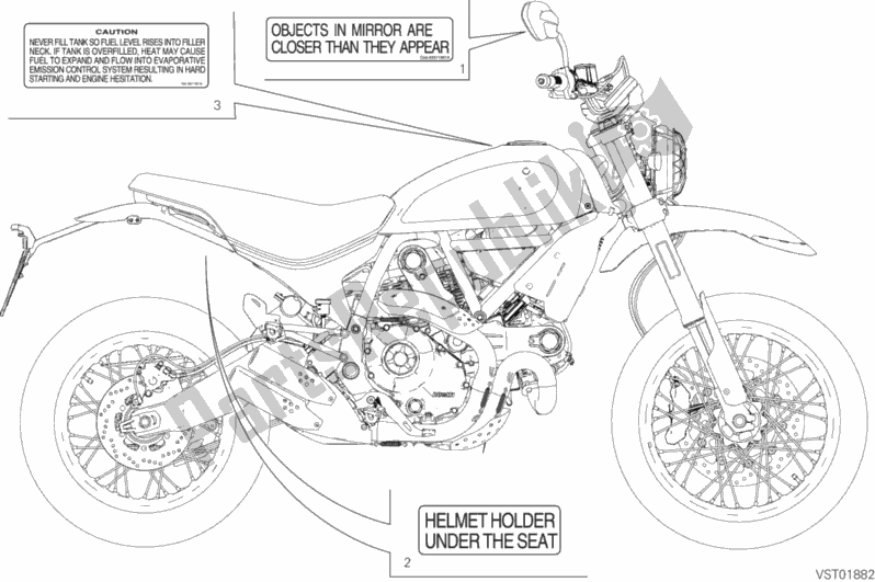 Alle onderdelen voor de Positioneringsplaten van de Ducati Scrambler Desert Sled USA 803 2019
